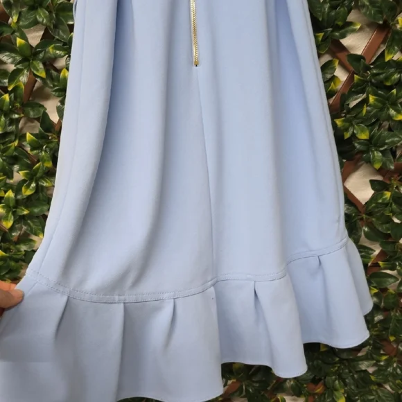 Calvin Klein Light Blue Ruffle Wrap Midi Dress - Picture 7 of 7